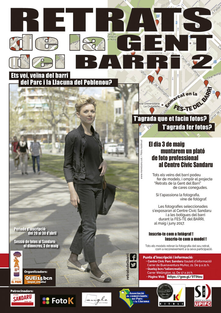 cartell anunciador busquem fotògrafs i models Retrats de la gent del barri 2017